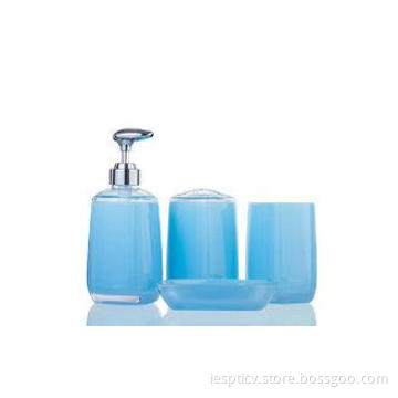 Fashion Blue Plastic Bath Accessory Sets , 4 Piece Bathroom
